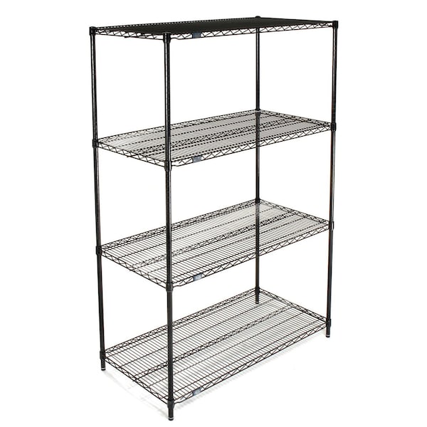 Nexel Wire Shelving, Black Epoxy, 42W X 18D X 74H 18427B - main